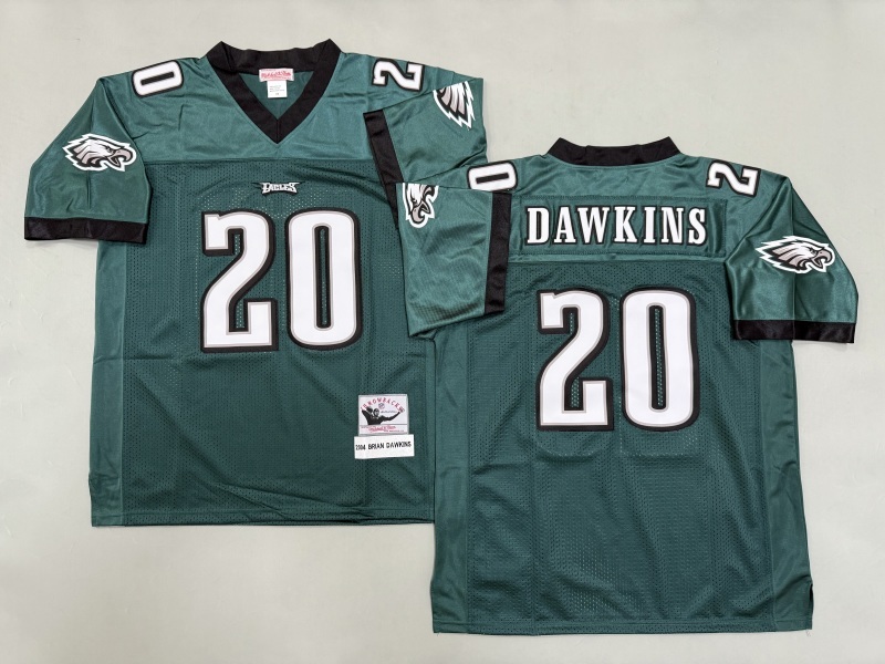 Men 2025 Philadelphia Eagles #20 Dawkins green Throwback Limited NFL Jersey style 002